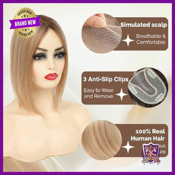 12 Inch Human Hair Topper Mono Base for Thinning Hair Women main image 7